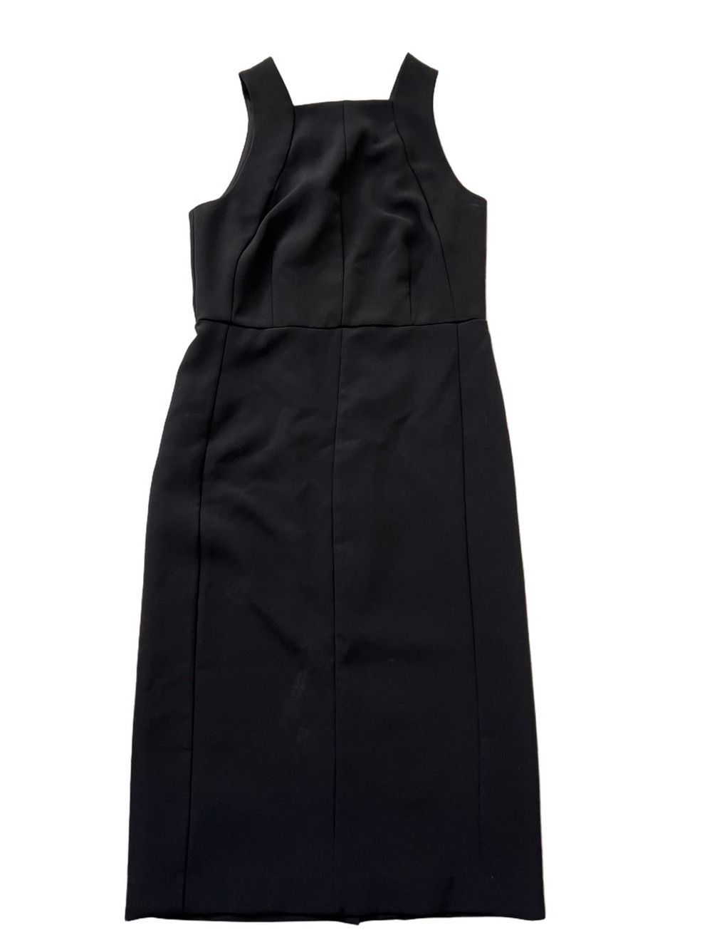 Ann Taylor Black Square-Neck Midi Sheath Dress
